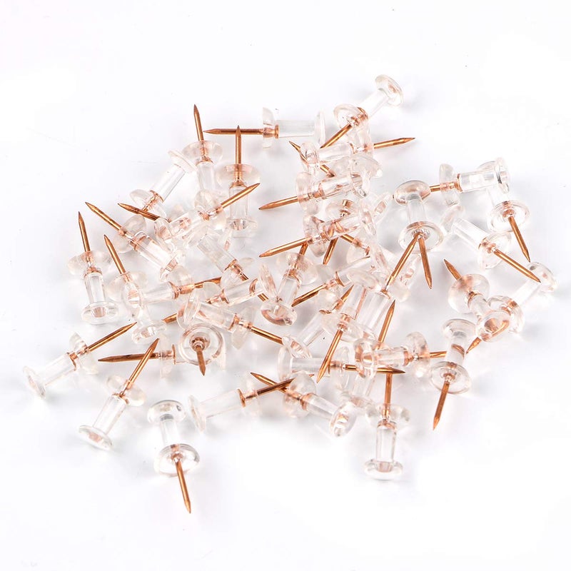 Yalis Push Pins 600 Count, Standard Rose Gold Pins Clear Thumb Tacks Steel Point and Clear Plastic Head (Rose Gold) - Image 3